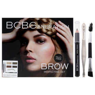 BCBGeneration Cosmetics Brow Perfecting Set for Women - 6 Pc Brow Powder, Highlighter, Wax, Pencil, and Tools