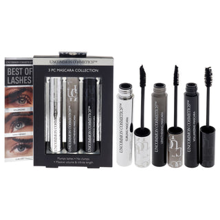 Uncommon Cosmetics Best Of Lashes Mascara Collection Set for Women - 3 Pc Lengthening, Volumizing, and Curling Mascara - 0.27oz each