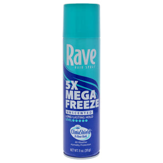 Rave 5X Mega Freeze Unscented Hairspray for Unisex - 11 oz Hair Spray
