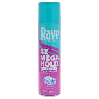 Rave 4X Mega Hold Hairspray - Unscented for Men and Women - 11 oz Hair Spray
