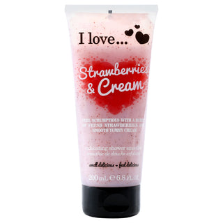 I Love Cosmetics Exfoliating Shower Smoothie - Strawberries and Cream 6.8 oz Exfoliator for Women