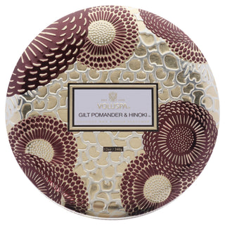 Voluspa Japonica Collection 3 Wick Tin Candle - Gilt Pomander and Hinoki for Unisex - 12 oz Candle
