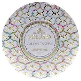 Maison Blanc Collection 3 Wick Tin Candle - Wildflowers by Voluspa for Unisex - 12 oz Candle, Calming Floral Scent for Home Décor