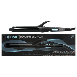 Bio Ionic Long Barrel Styler - Black 1.5 Inch Curling Iron for Women