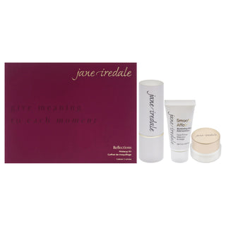 Jane Iredale Reflections Makeup Kit for Women - 3 Pc Gift Set with Highlighter Stick, Gold Dust, and Glow Primer Mini