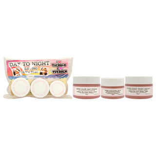 The Balm Day To Night Glowing Skin Trio for Women - 3 Pc Set with Dewy Glow Day Cream, Under Eye Super Jelly, and Sleep Tight Night Cream