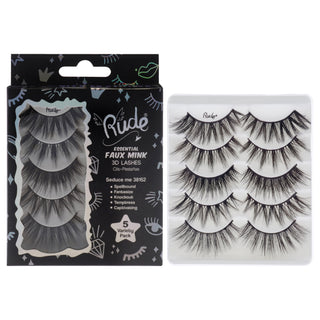 Rude Cosmetics Essential Faux Mink 3D Lashes - Seduce Me for Women - 5 Pair Eyelashes