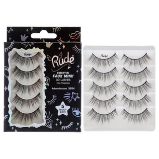 Rude Cosmetics Essential Faux Mink 3D Lashes - Adventurous for Women - 5 Pair Eyelashes