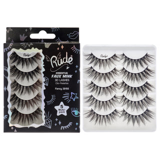 Rude Cosmetics Essential Faux Mink 3D Lashes - Fancy for Women: 5 Pair Eyelashes