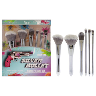 Rude Cosmetics Silver Bullet Makeup Brush Kit for Women - 6 Pc Beretta, Glock, Remington, Shotgun, Revolver, and Browning Brushes