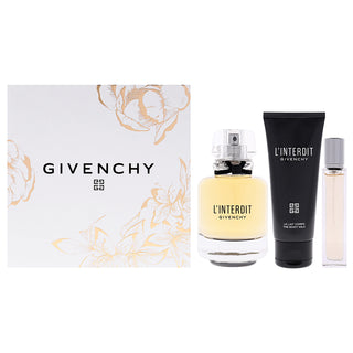 Givenchy L'Interdit for Women 3 Pc Gift Set - Eau de Parfum Spray, Mini Spray, Body Milk - Perfect Gift for Her