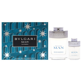Bvlgari Man Rain Essence by Bvlgari for Men - 2 Pc Gift Set 3.3oz EDP Spray, 0.5oz EDP Spray - A Refreshing Fragrance for Men