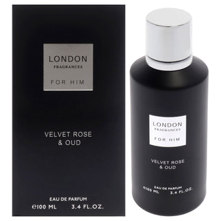 London Fragrances Velvet Rose and Oud by Fine Perfumery for Men 3.4 oz EDP Spray - Luxurious Scent for Men