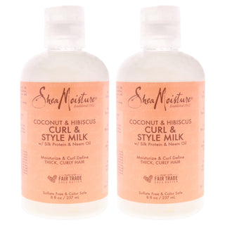 Coconut & Hibiscus Curl & Style Milk - Pack of 2 by Shea Moisture for Unisex - 8 oz Cream