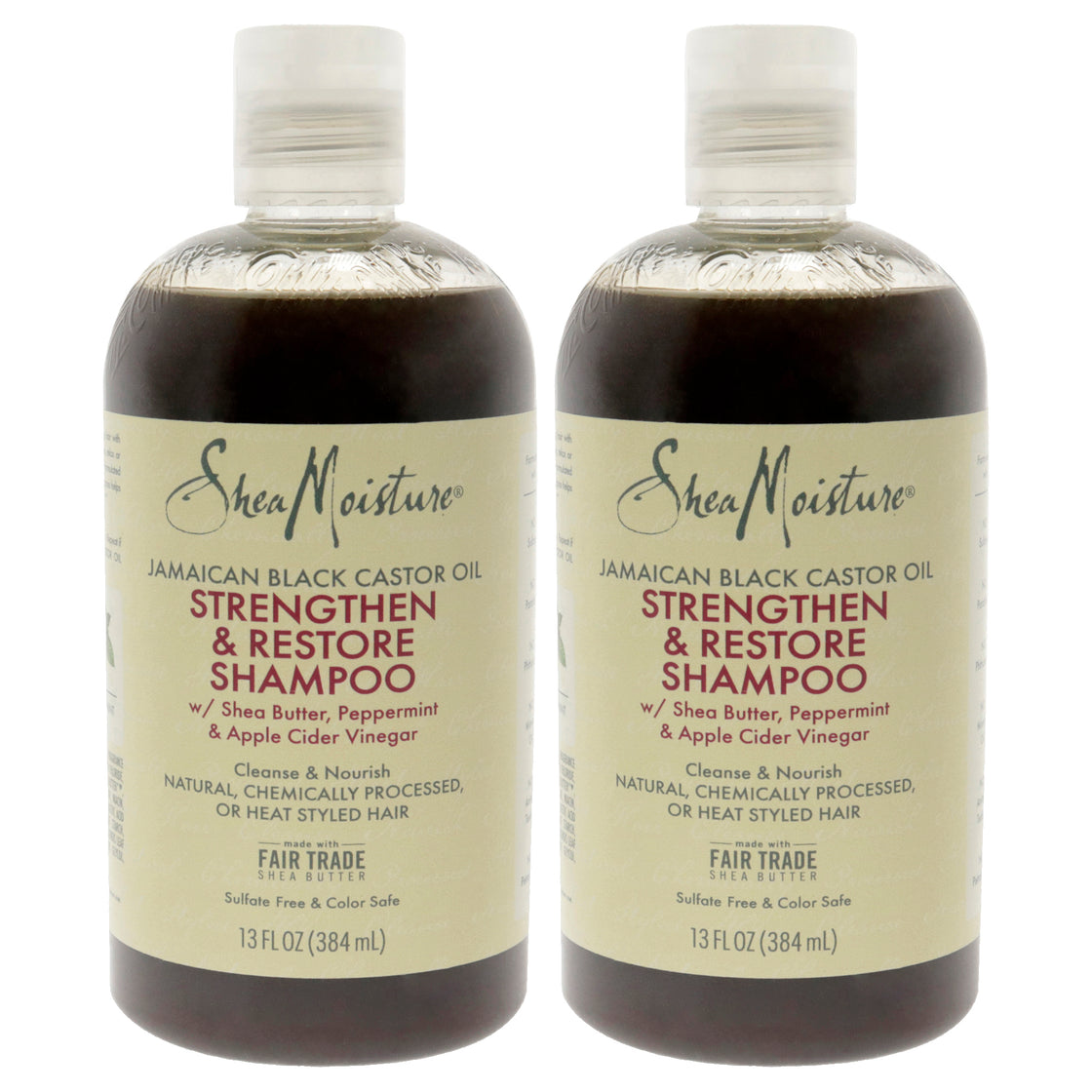 Jamaican Black Castor Oil Strengthen, Grow And Restore Shampoo - Pack of 2 by Shea Moisture for Unisex - 13 oz Shampoo