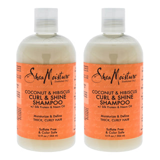 Coconut & Hibiscus Curl & Shine Shampoo - Pack of 2 by Shea Moisture for Unisex - 13 oz Shampoo