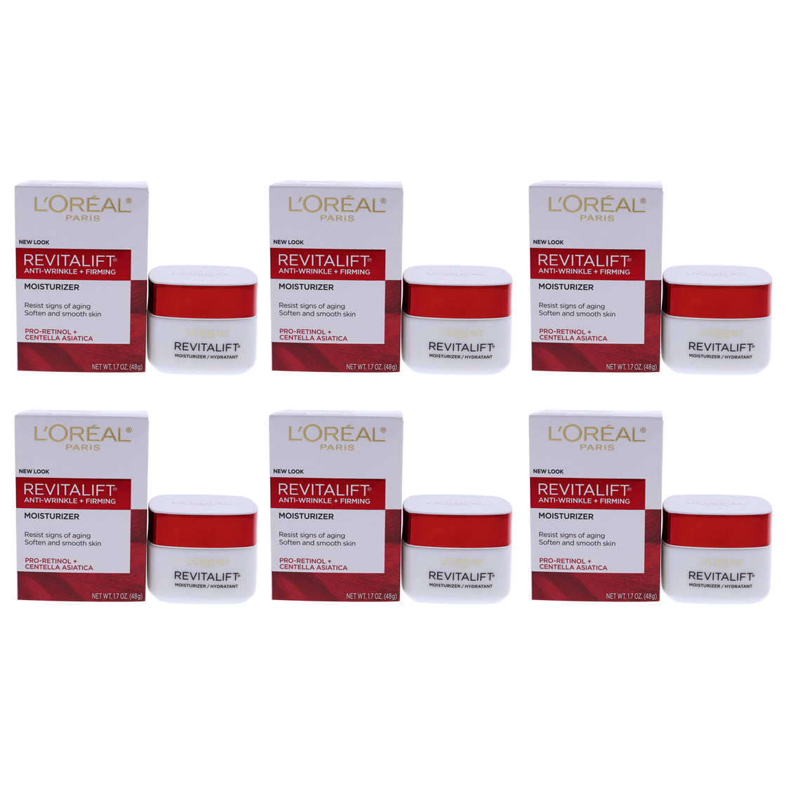 Revitalift Anti-Wrinkle and Firming Moisturizer Cream by LOreal Professional for Unisex - 1.7 oz Cream - Pack of 6