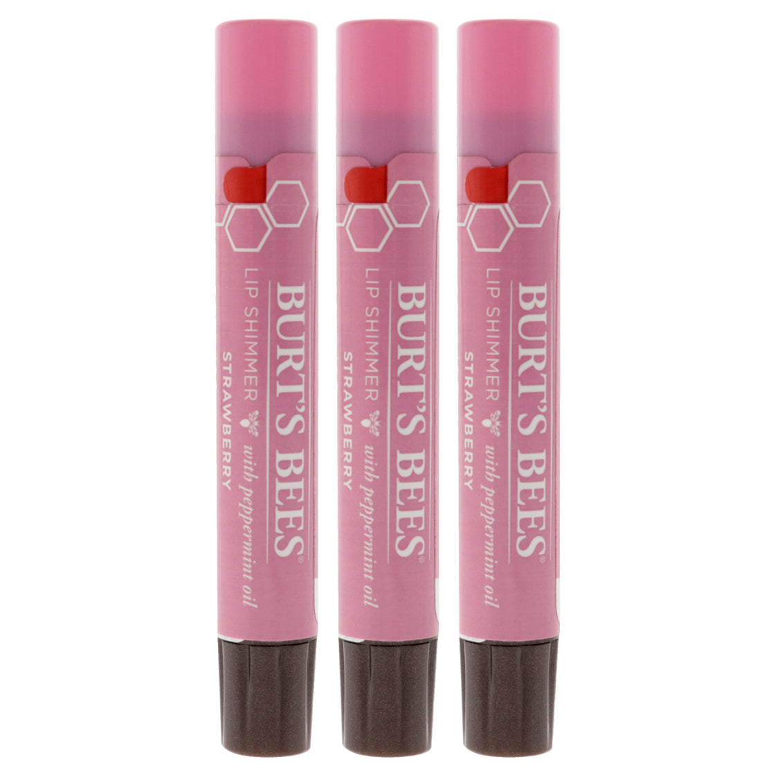 Burts Bees Lip Shimmer - Strawberry by Burts Bees for Women - 0.09 oz Lip Shimmer - Pack of 3