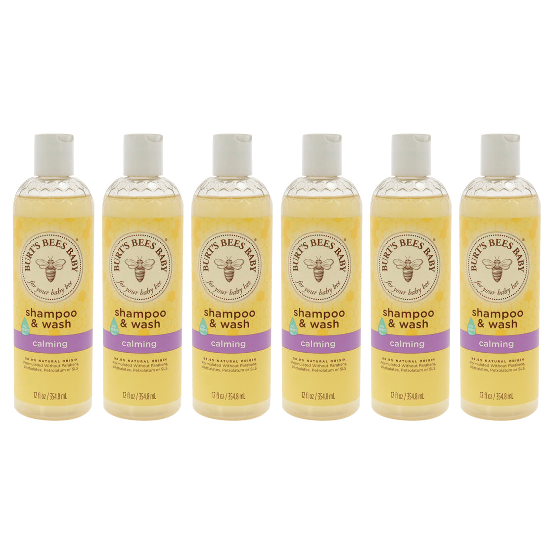 Baby Shampoo and Wash Calming by Burts Bees for Kids - 12 oz Shampoo and Body Wash - Pack of 6