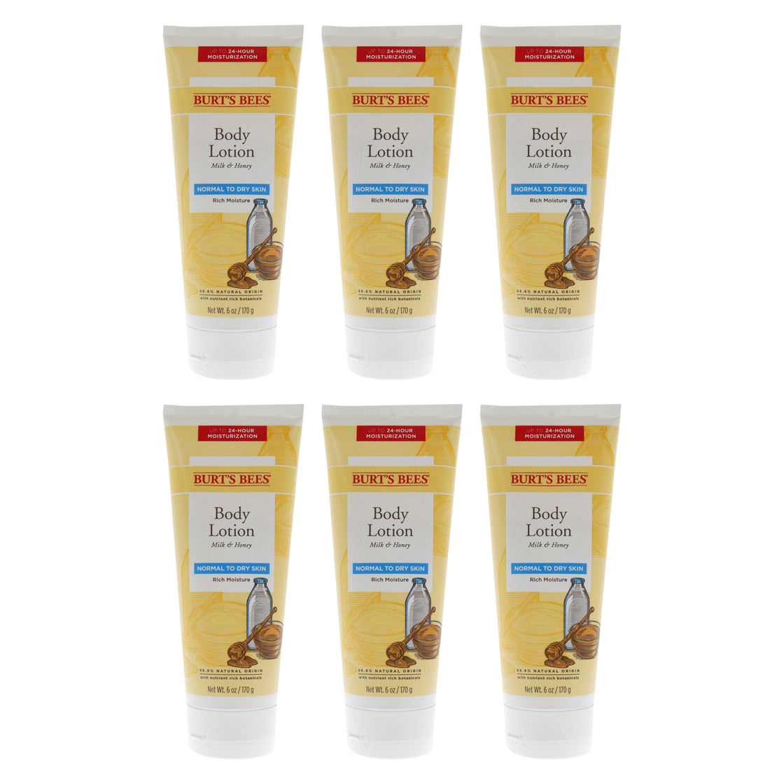 Milk and Honey Body Lotion by Burts Bees for Unisex - 6 oz Body Lotion - Pack of 6