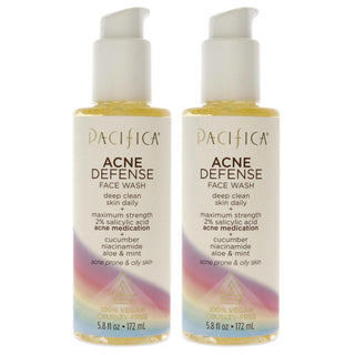Acne Defense Face Wash by Pacifica for Unisex - 5.8 oz Cleanser - Pack of 2