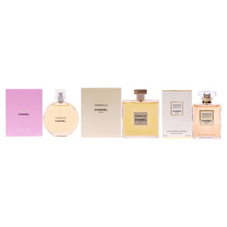 Chanel Fragrance Kit by Chanel for Women - 3 Pc Kit 3.4oz Chance EDT Spray, 3.4oz Gabrielle EDP Spray, 3.4oz Coco Mademoiselle Intense EDP Spray