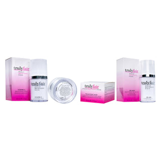Truly Fair Kit by Truly Fair for Unisex - 3 Pc Kit 1.7oz Percent Glycolic Acid Concentrated Brightening Cream, 1oz Vitamin C Brightening Serum, 1.7oz 10 Percent Aha Brightening Gel Lotion