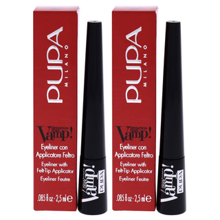 Vamp! Definition Liner - 100 Extra Black by Pupa Milano for Women - 0.85 oz Eyeliner - Pack of 2