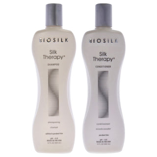 Silk Therapy Shampoo and Conditioner Kit by Biosilk for Unisex - 2 Pc Kit 12oz Shampoo, 12oz Conditioner