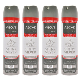 48 Hours Elements Antibac Antiperspirant Deodorant - Shine Silver by Above for Men - 3.17 oz Deodorant Spray - Pack of 4