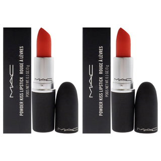 Powder Kiss Lipstick - 303 Style Shocked by MAC for Women - 0.1 oz Lipstick - Pack of 2