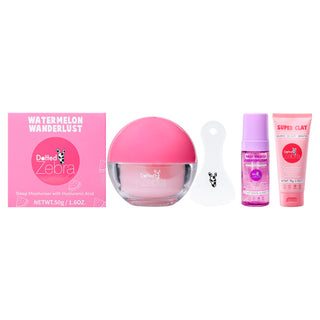 Dotted Zebra Pink Kit by Dotted Zebra for Women - 3 Pc Kit 4.05oz Daily Miracle Cleansing Foam, 2.7oz Super Clay, 1.6oz Watermelon Wanderlust Sleep Moisturizer