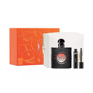 YSL BLACK OPIUM 3 PCS SET FOR WOMEN: 1.6 EAU DE PARFUM SPRAY + 0.06 MASCARA + POUCH