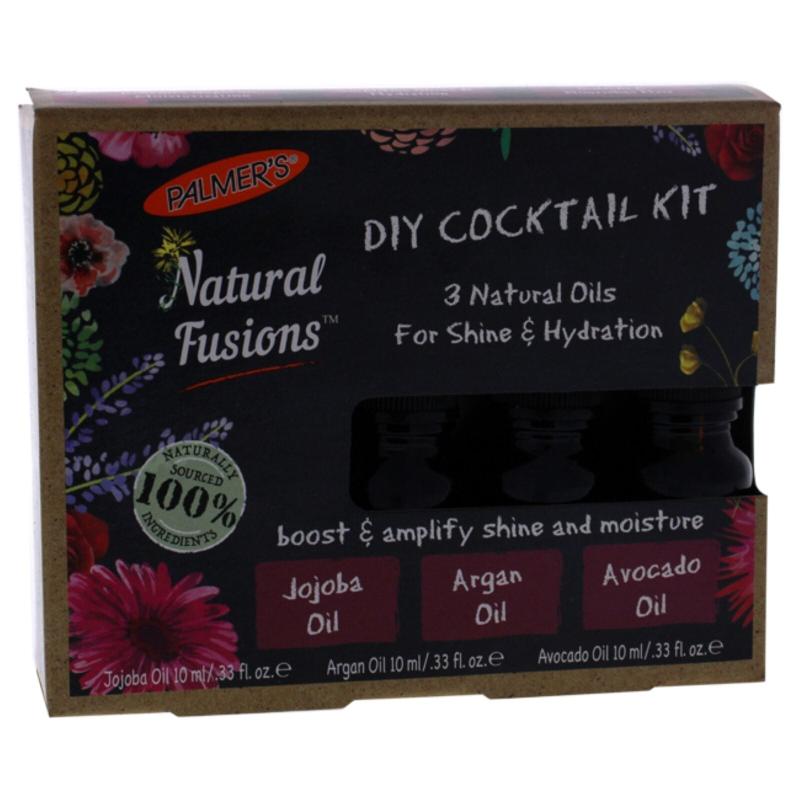 Natural Fusions Shine and Hydration DIY Cocktail Kit by Palmers for Unisex - 3 x 0.33 oz Jojoba Oil, Argan Oil, Avocado Oil