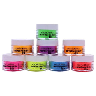 Pro Powder Polish Nail Colour Dip System - Funky Neons by Cuccio Colour for Women - 8 x 0.5 oz Neon Yellow, Neon Green, Neon Orange, Neon Tangerine, Neon Blue, Neon Purple, Neon Red, Neon Pink