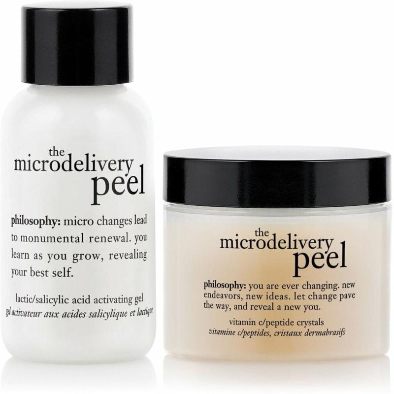The Microdelivery Resurface Dual-Phase Peel Kit by Philosophy for Women - 2 Pc 2oz Vitamin C Peptide Resurfacing Crystals, 2oz Salicyclic Acid Activating Gel