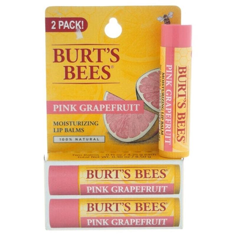 Pink Grapefruit Moisturizing Lip Balm Twin Pack by Burts Bees for Unisex - 2 x 0.15 oz Lip Balm
