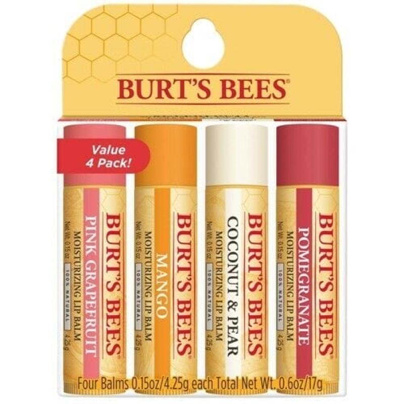 Superfruit Moisturizing Lip Balm Pack by Burts Bees for Unisex - 4 x 0.15 oz 0.15oz Pomegranate Lip Balm, 0.15oz Coconut &amp; Pear Lip Balm, 0.15oz Mango Lip Balm, 0.15oz Pink Grapefruit Lip Balm