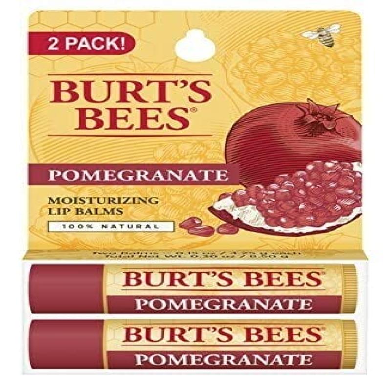 Pomegranate Moisturizing Lip Balm Twin Pack by Burts Bees for Unisex - 2 x 0.15 oz Lip Balm