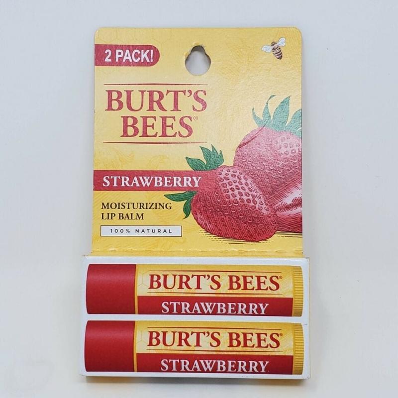 Strawberry Moisturizing Lip Balm Twin Pack by Burts Bees for Unisex - 2 x 0.15 oz Lip Balm