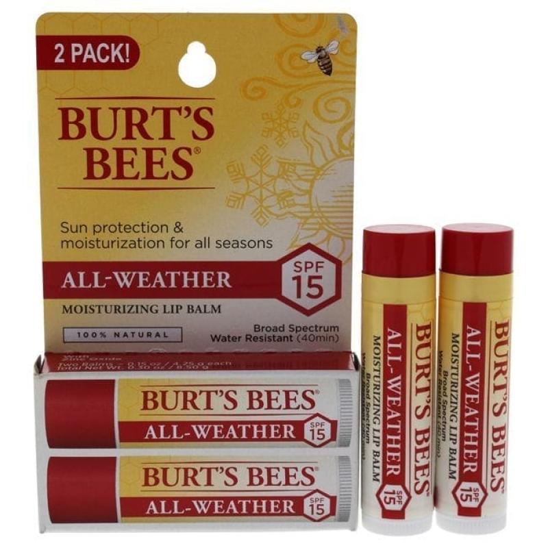 All-Weather Moisturizing Lip Balm Twin Pack SPF 15 by Burts Bees for Unisex - 2 x 0.15 oz Lip Balm