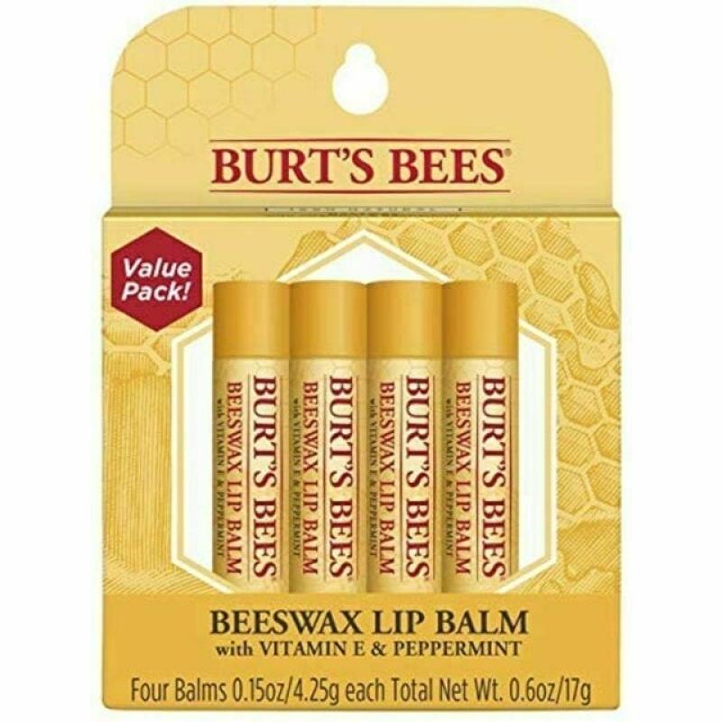 Beeswax Lip Balm Pack by Burts Bees for Unisex - 4 x 0.15 oz Lip Balm