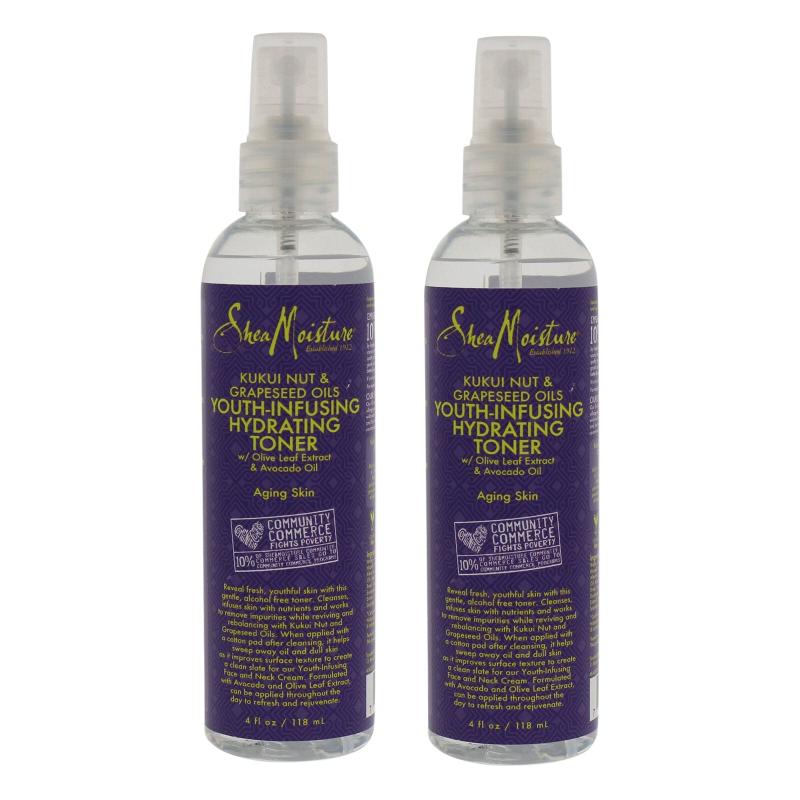 Kukui Nut &amp; Grapeseed Oils Youth-Infusing Hydrating Toner - Pack of 2 by Shea Moisture for Unisex - 4 oz Toner
