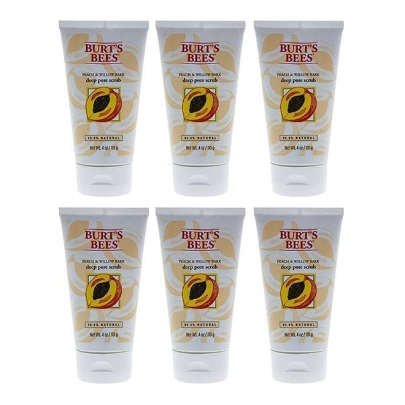 Peach and Willow Bark Deep Pore Scrub by Burts Bees for Women - 4 oz Scrub - Pack of 6