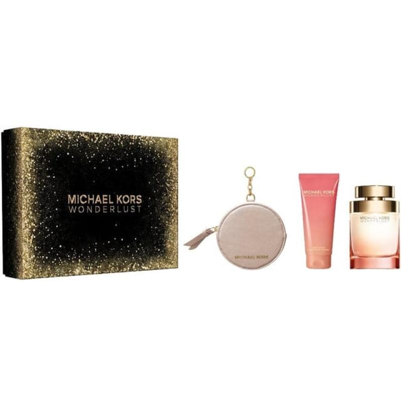 Michael Kors Wonderlust 3 Pcs Set For Women: 3.4 Eau De Parfum Spray + 3.4 Body Lotion + Round Purse