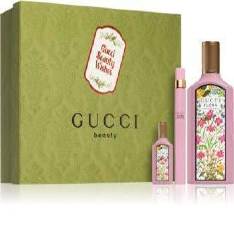 GUCCI FLORA GORGEOUS GARDENIA 3 PCS SET FOR WOMEN: 3.3 EAU DE PARFUM SPRAY + 0.16 EAU DE PARFUM + 0.33 EAU DE PARFUM SPRAY