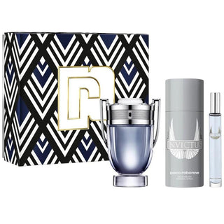PACO INVICTUS 3 PCS SET FOR MEN: 3.4 EAU DE TOILETTE + 5.1 DEODORANT SPRAY + 0.34 EAU DE TOILETTE