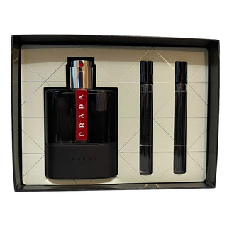 Prada Luna Rossa Carbon 3 Pcs Set For Men: 3.3 Eau De Toilette Spray + 2 X 0.33 Eau De Toilette Spray
