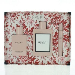 GUCCI BLOOM 3 PCS SET: 3.3 EAU DE PARFUM SPRAY + 3.3 PERFUMED BODY LOTION + .33 EAU DE PARFUM SPRAY (HARD BOX)