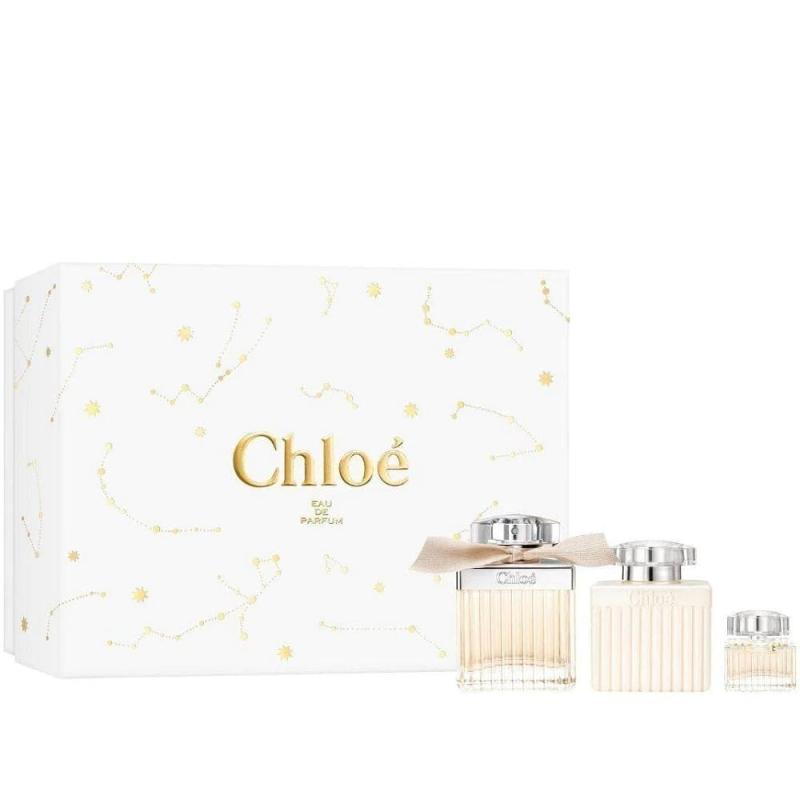 Chloe 3 Pcs Set For Women: 2.5 Eau De Parfum Spray + 3.4 Body Lotion + 0.17 Eau De Parfum